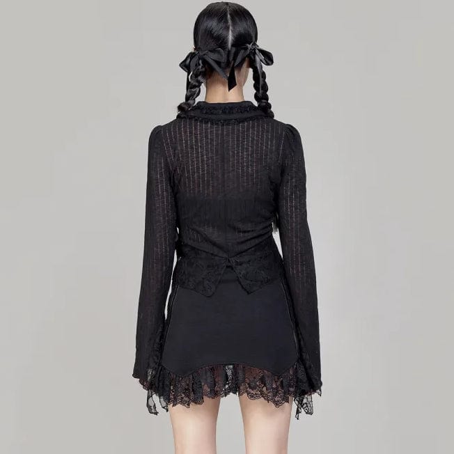 RNG Women's Gothic Ruffled Lace Splice Lace-up Skirt