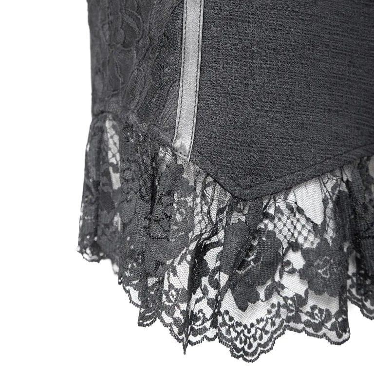 RNG Women's Gothic Ruffled Lace Splice Lace-up Skirt
