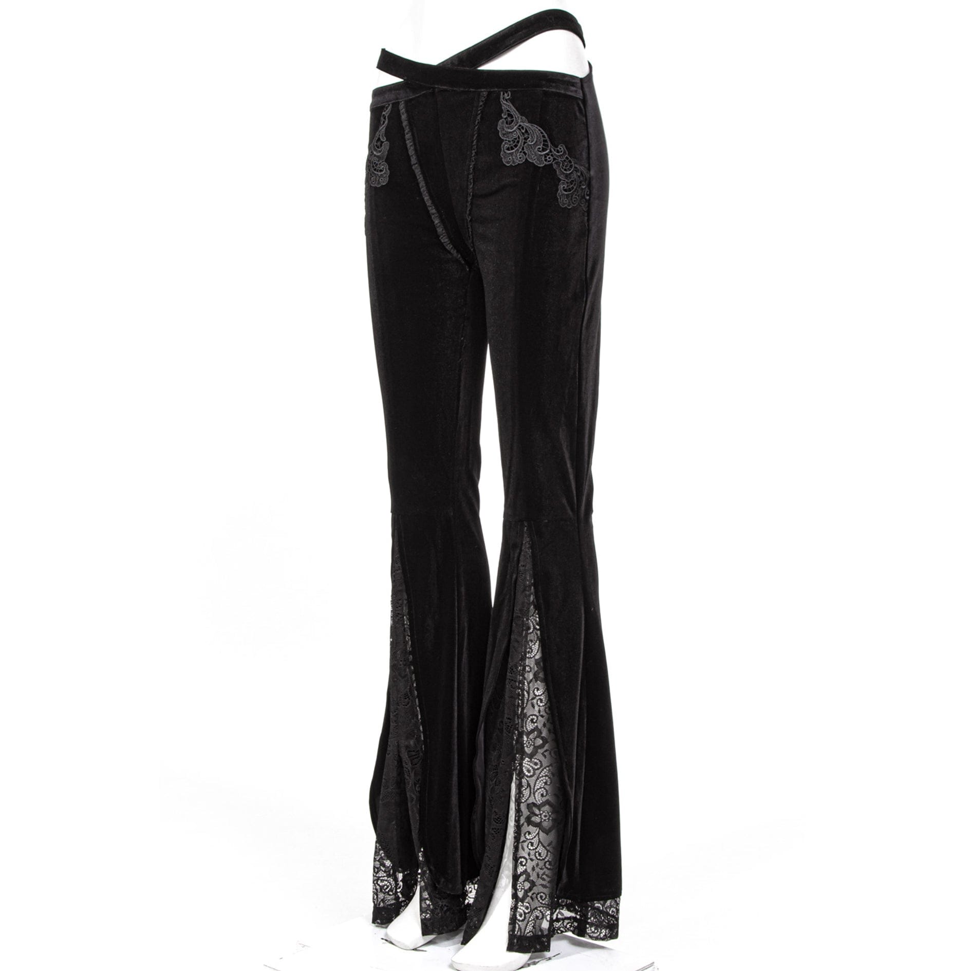 RNG Women's Gothic Splice Slit Lace Pants