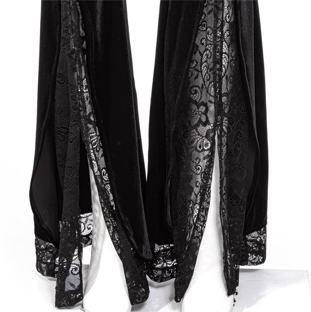 RNG Women's Gothic Splice Slit Lace Pants