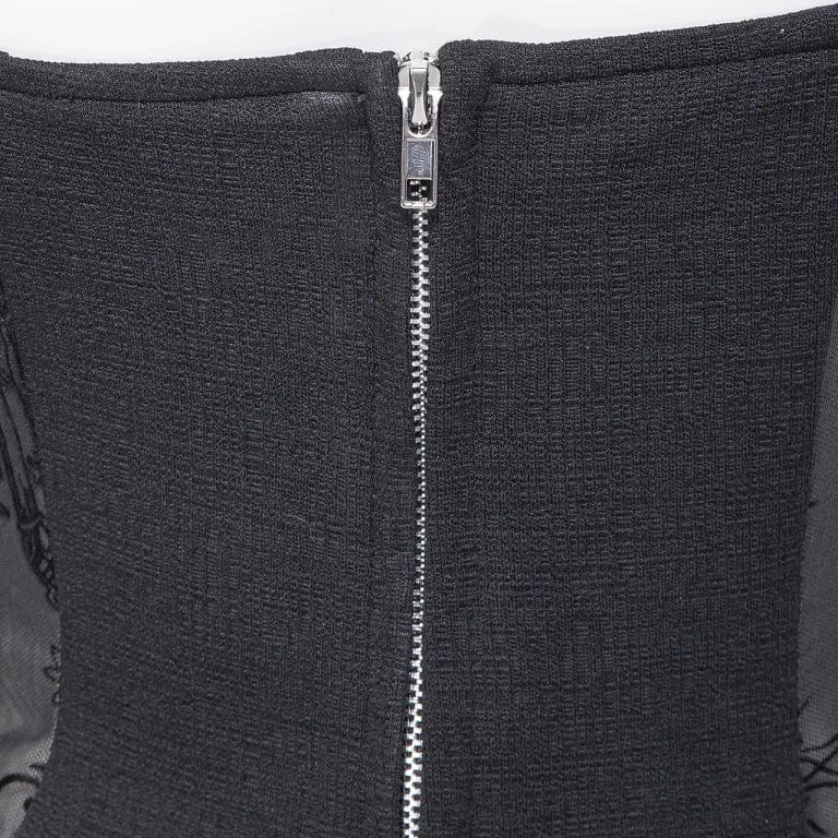 RNG Women's Gothic Stand Collar Mesh Splice Tank Top