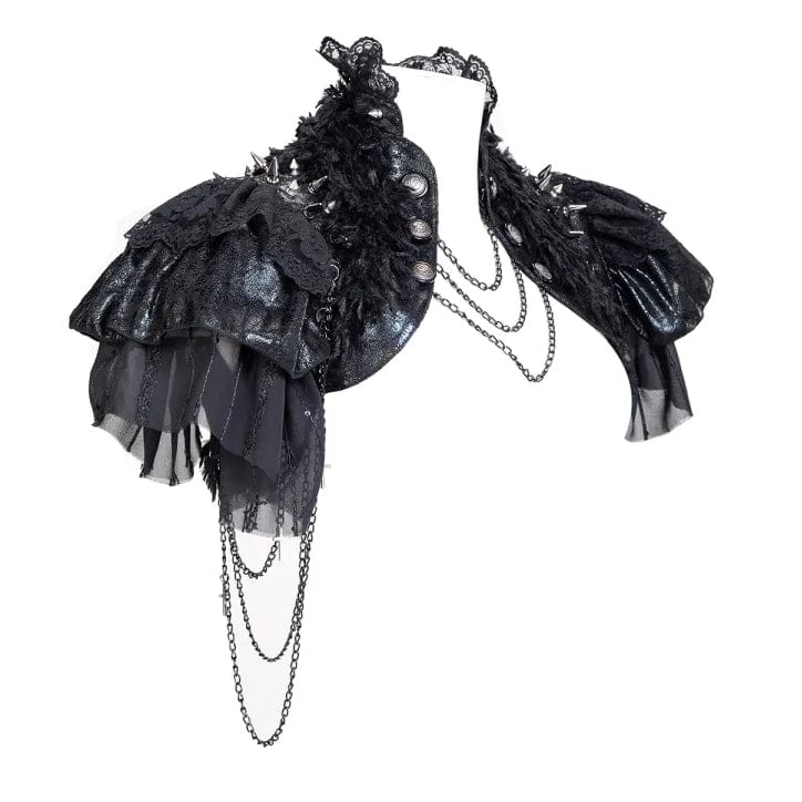 RNG Women's Gothic Stand Collar Studded Faux Leather Cape