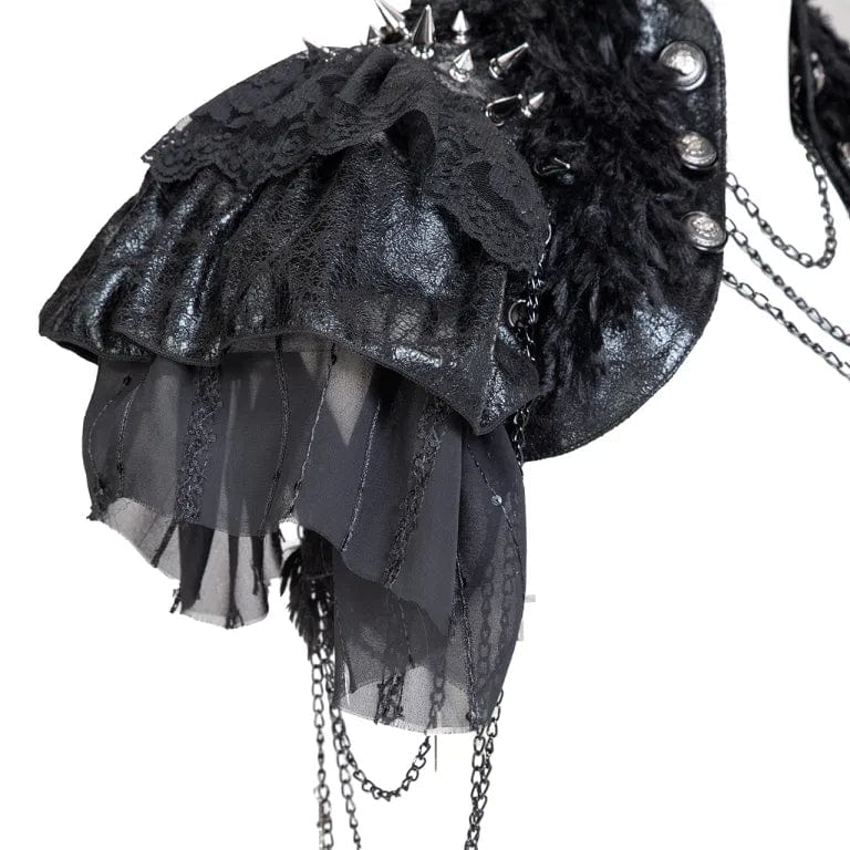 RNG Women's Gothic Stand Collar Studded Faux Leather Cape