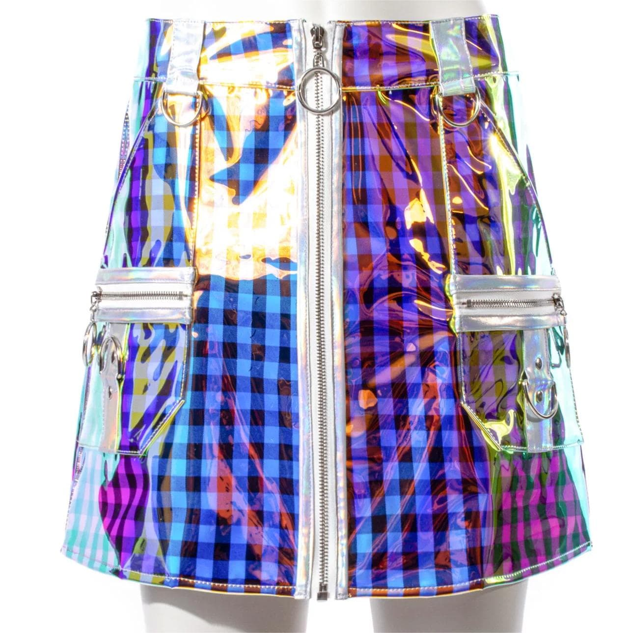 RNG Women's Grunge Contrast Color Plaid Short Skirt