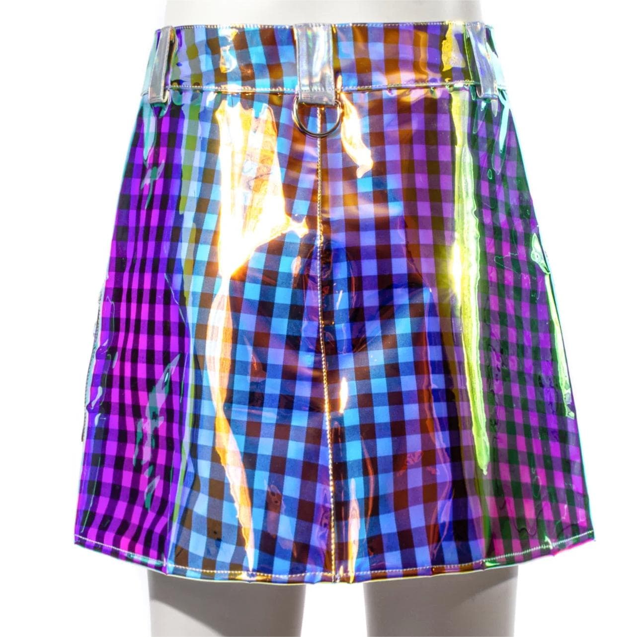 RNG Women's Grunge Contrast Color Plaid Short Skirt