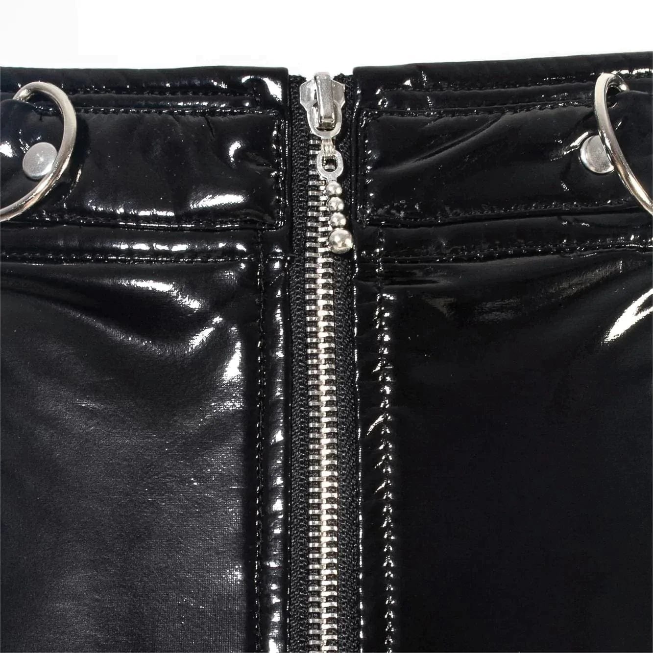 RNG Women's Grunge Cutout Patent Leather Skirt