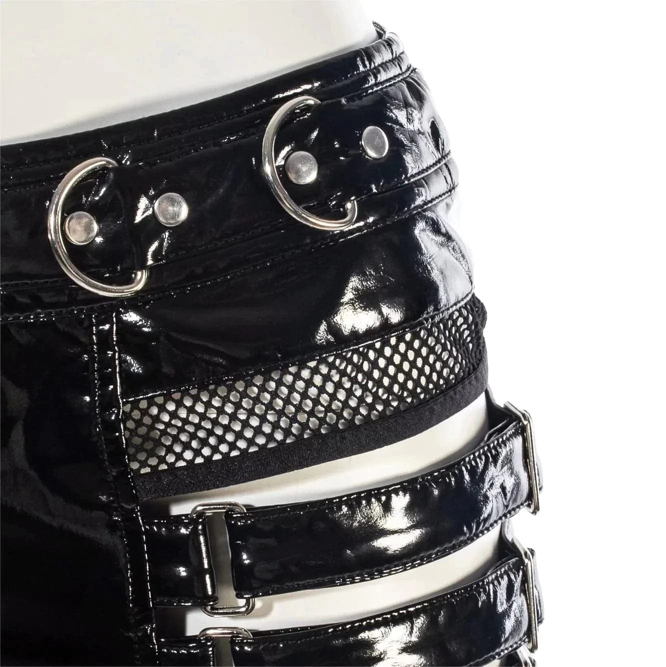 RNG Women's Grunge Cutout Patent Leather Skirt