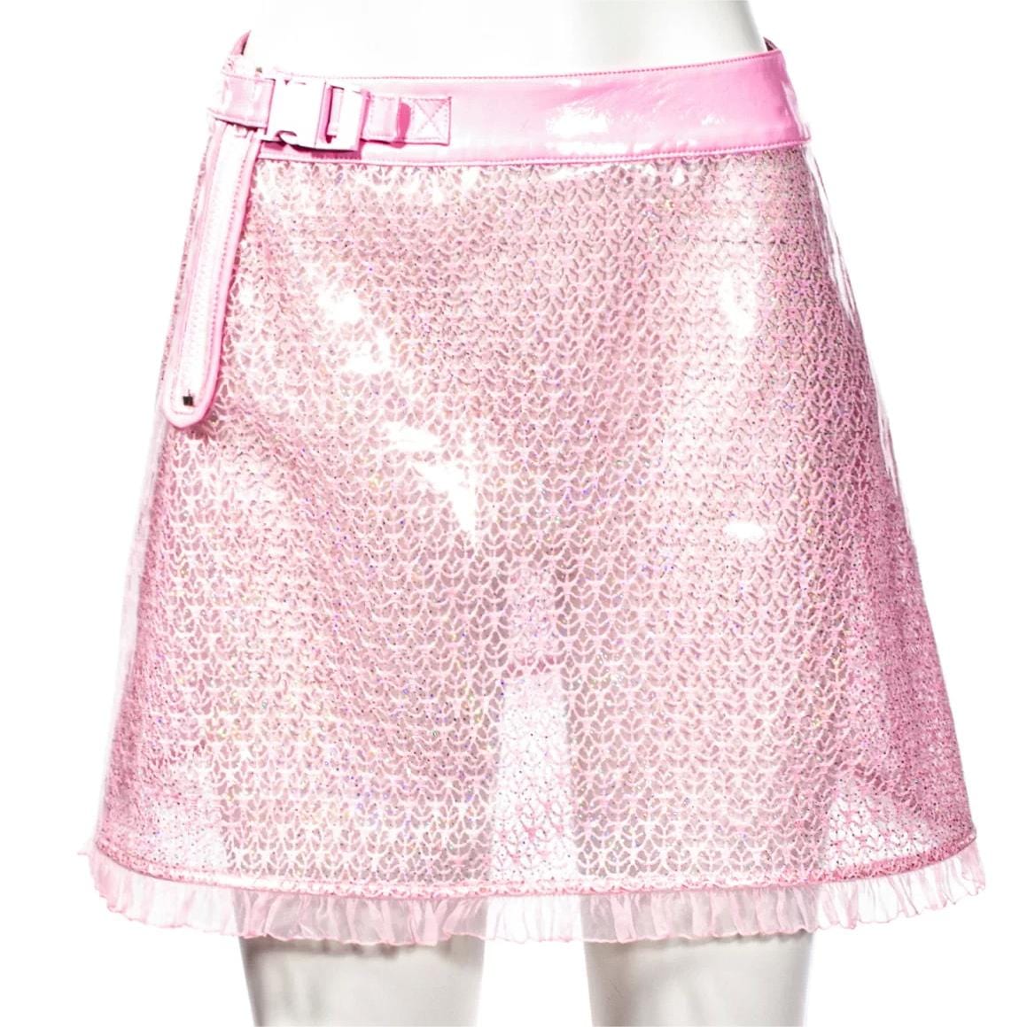 RNG Women's Grunge Sheer Lace-trimmed Short Skirt