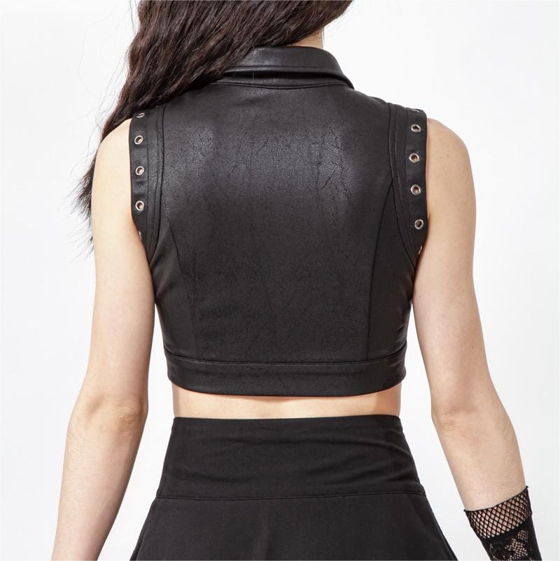 RNG Women's Grunge Splice Lacing-up Mesh Vest