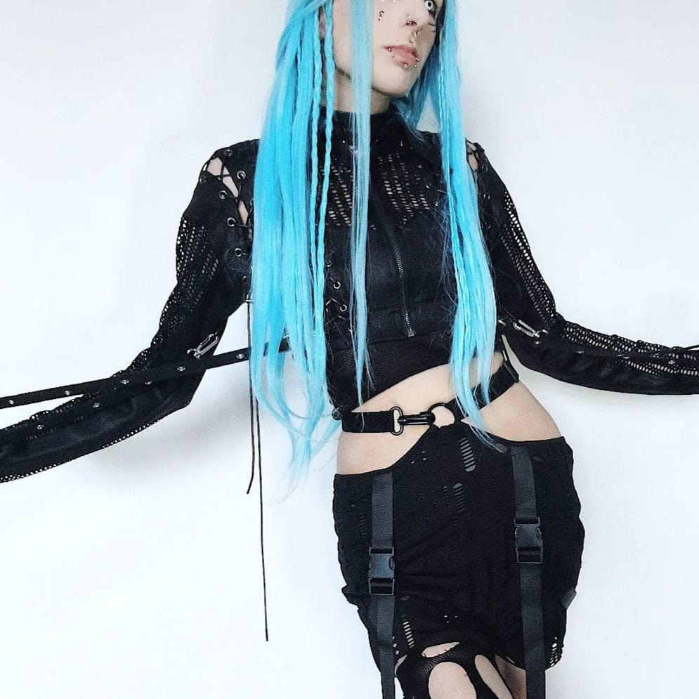 RNG Women's Grunge Splice Lacing-up Mesh Vest