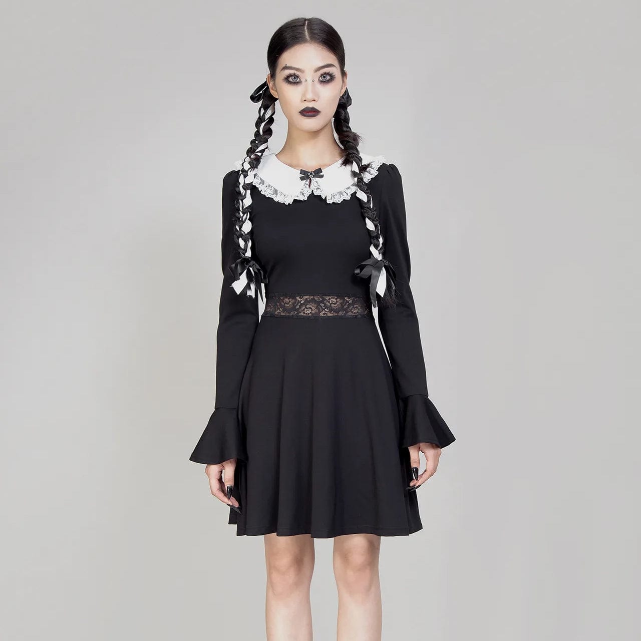 RNG Women's Lolita Doll Collar Flared Sleeved Dress