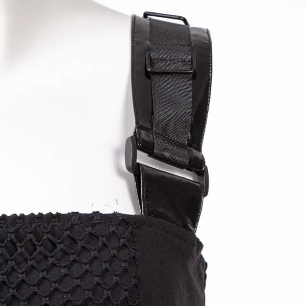 RNG Women's Punk Big-buckle Mesh Splice Vest