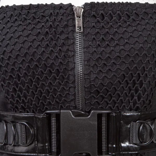 RNG Women's Punk Big-buckle Mesh Splice Vest