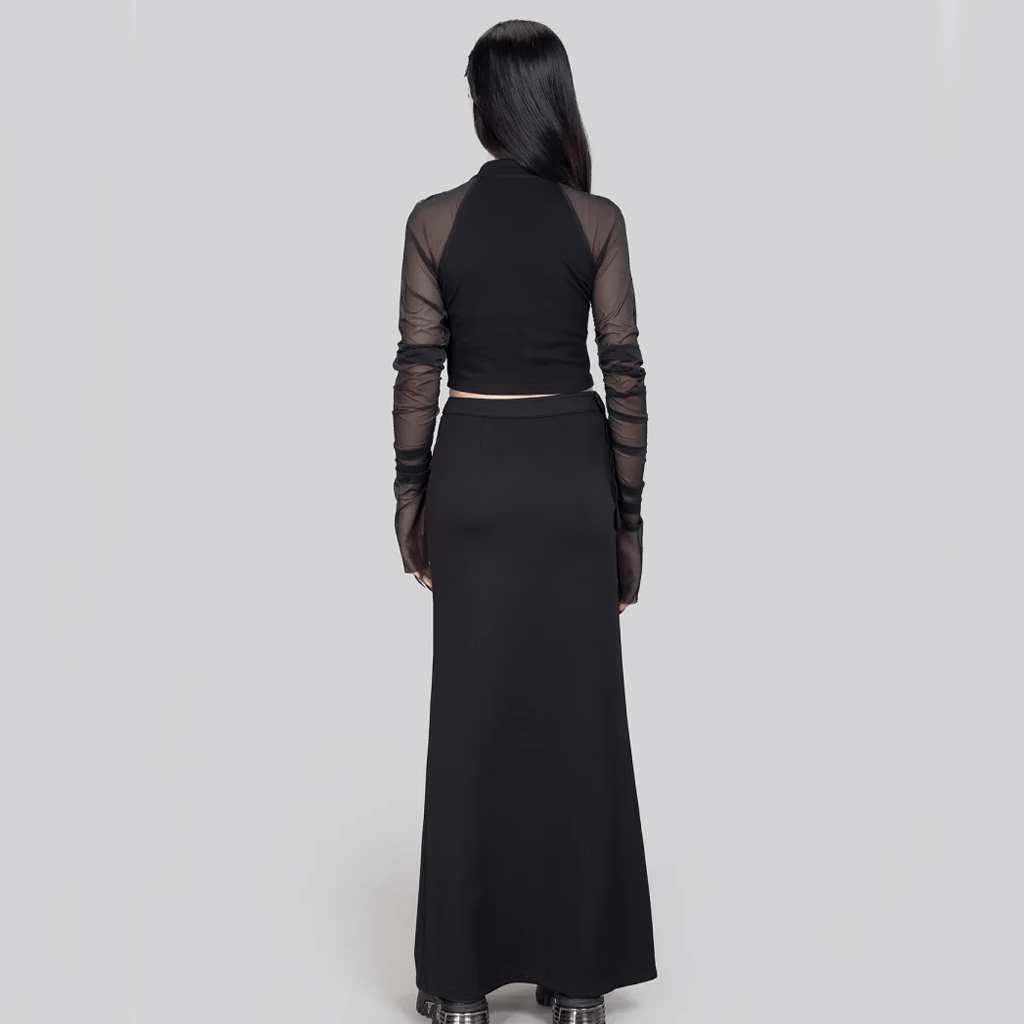 RNG Women's Punk Cutout Mesh Splice Crop Top