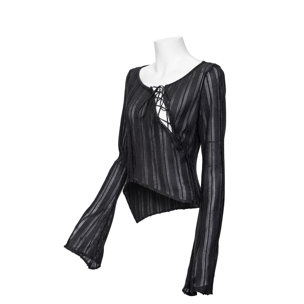 RNG Women's Punk Irregular Flared Sleeved Lace-up Shirt