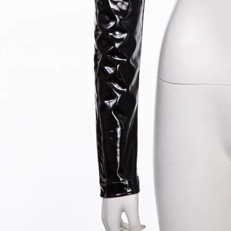 RNG Women's Punk Off Shoulder Zipper Patent Leather Cape