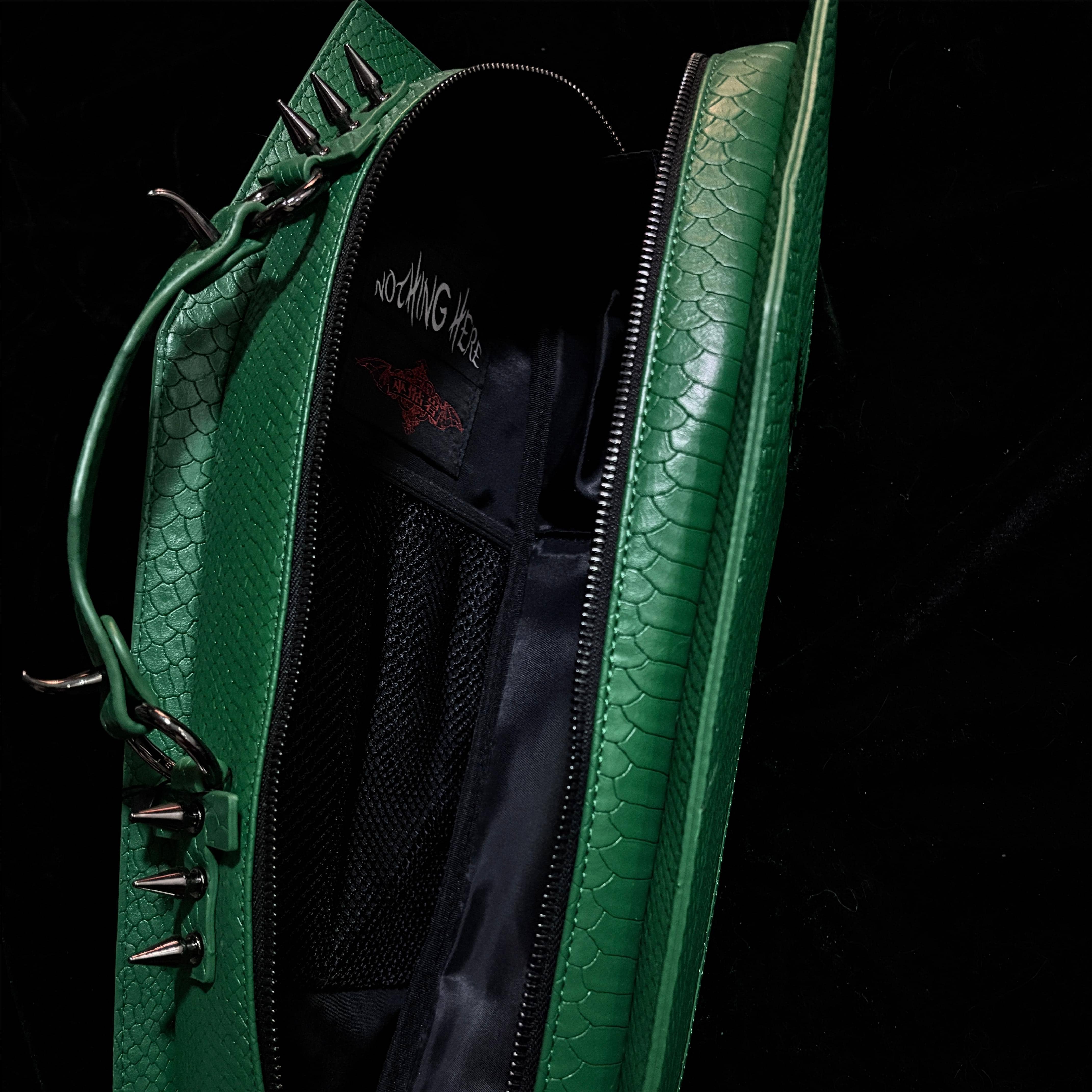Vukora Women's Gothic Cross Bat Wing Coffin Bag Green