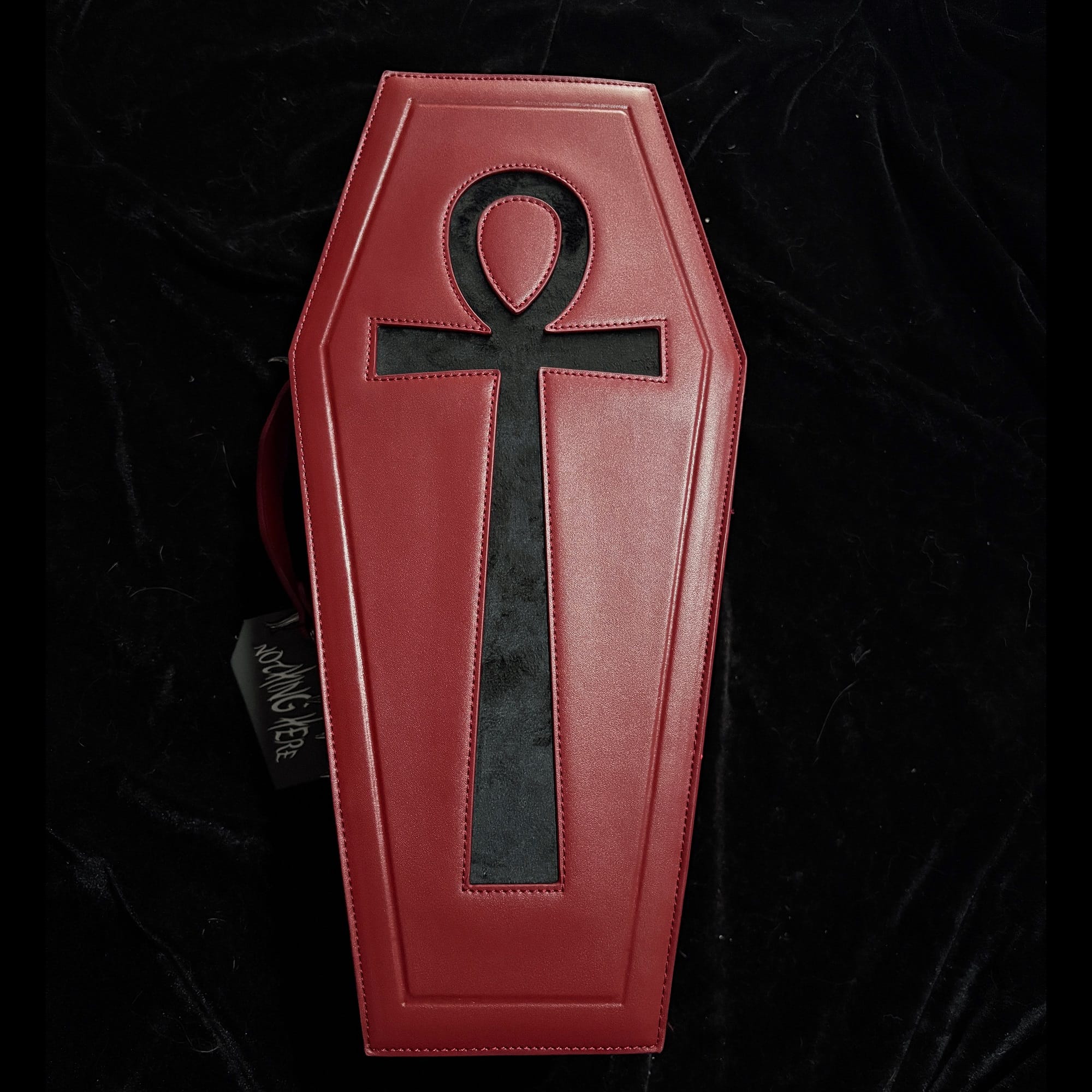 Vukora Women's Gothic Cross Bat Wing Coffin Bag Red