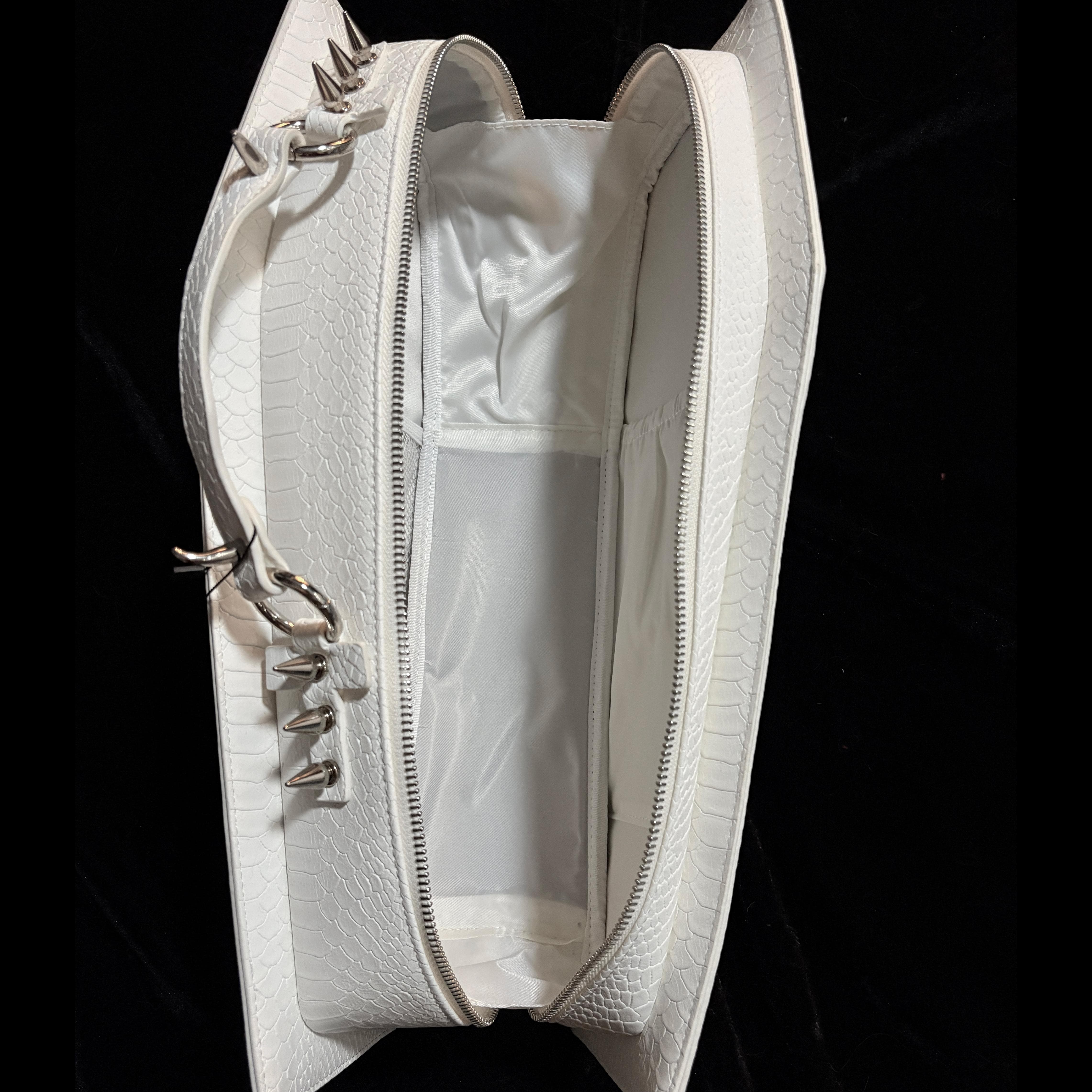 Vukora Women's Gothic Cross Bat Wing Coffin Bag White