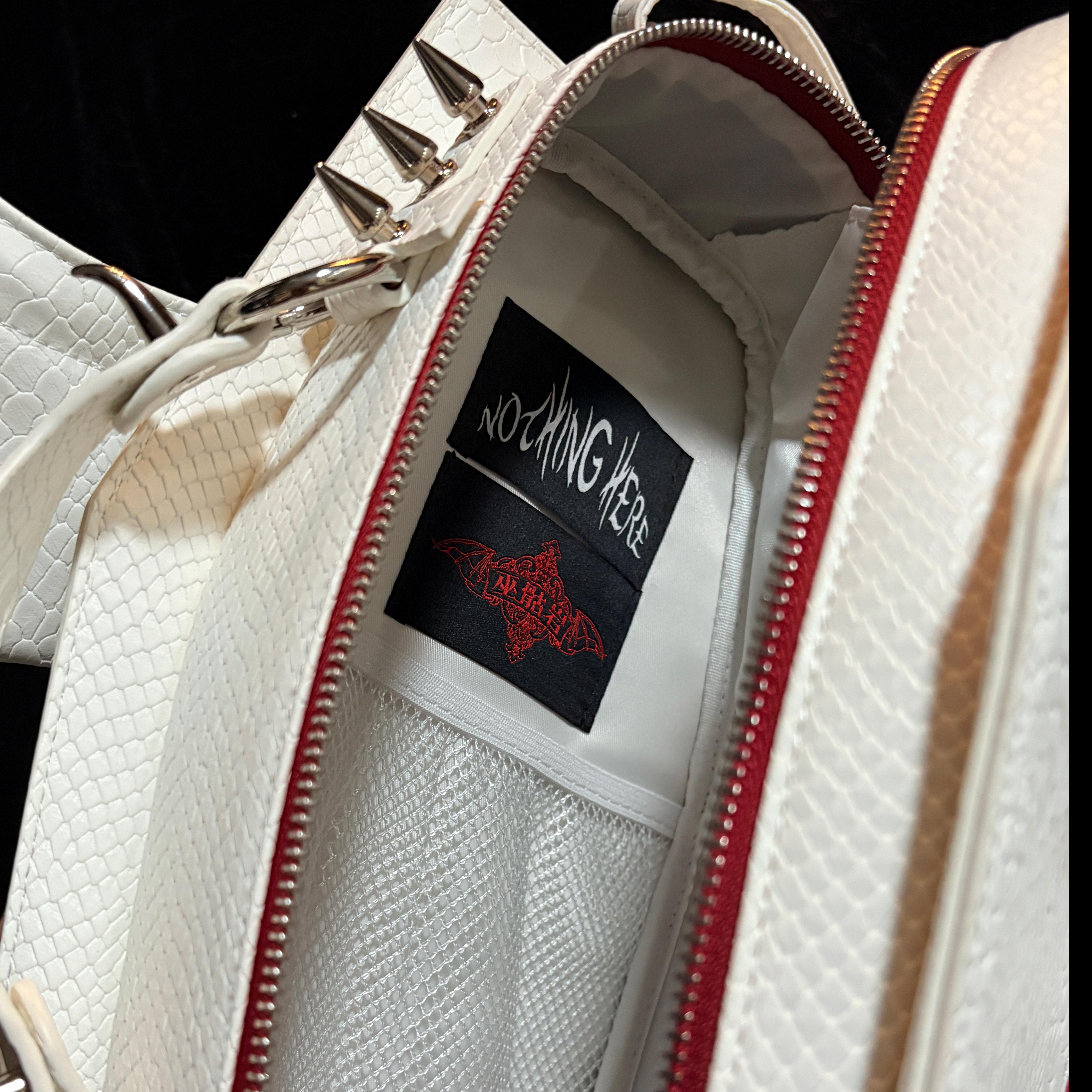 Vukora Women's Gothic Cross Bat Wing Coffin Bag White-Red