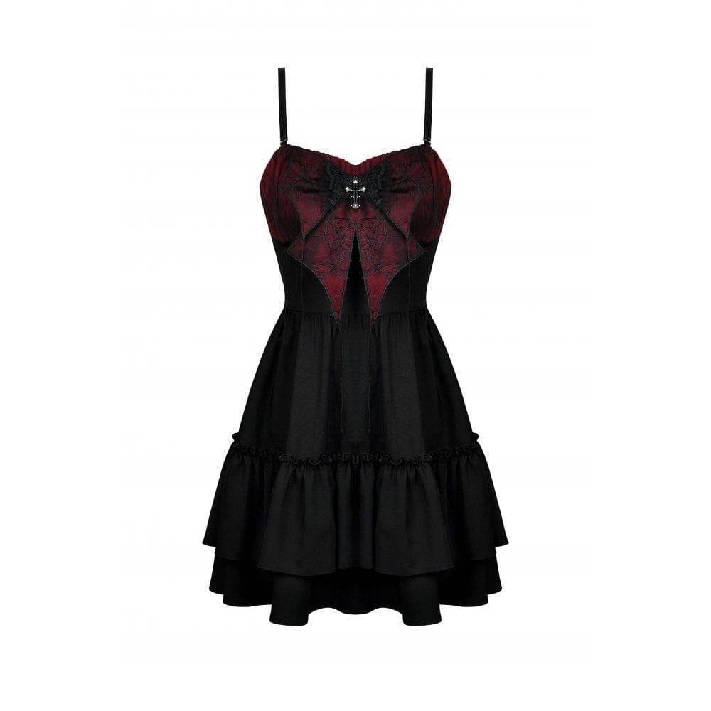 Darkinlove Women's Gothic Bowknot Multilayer Slip Dress