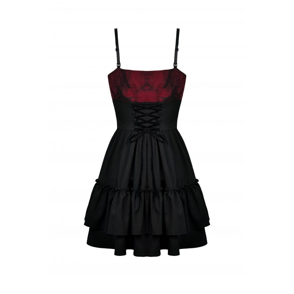 Darkinlove Women's Gothic Bowknot Multilayer Slip Dress