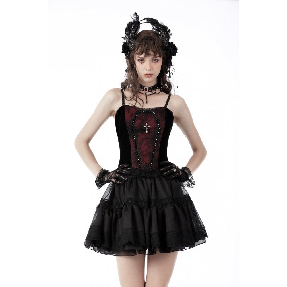 Darkinlove Women's Gothic Cross Jacquard Overbust Corsets