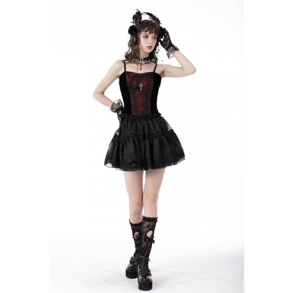 Darkinlove Women's Gothic Cross Jacquard Overbust Corsets