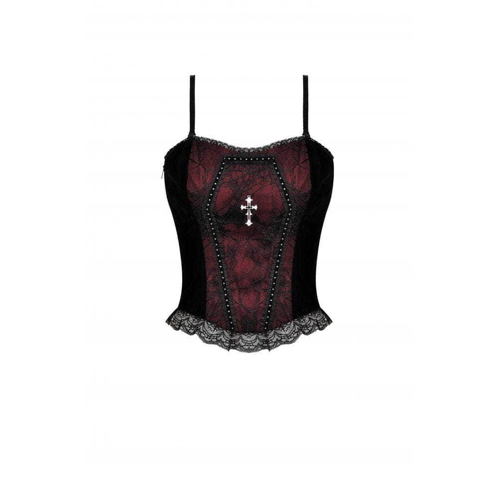 Darkinlove Women's Gothic Cross Jacquard Overbust Corsets