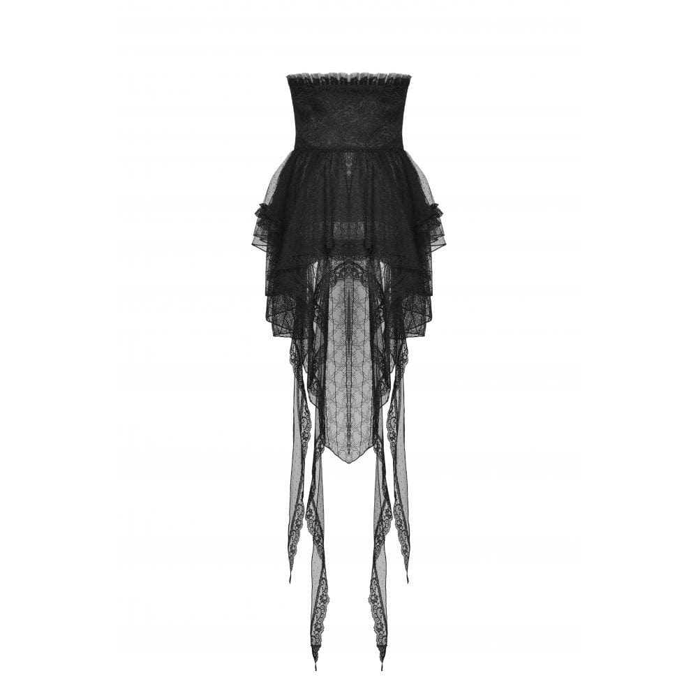 Darkinlove Women's Gothic Fishtail Multilayer Lace Tube Skirt