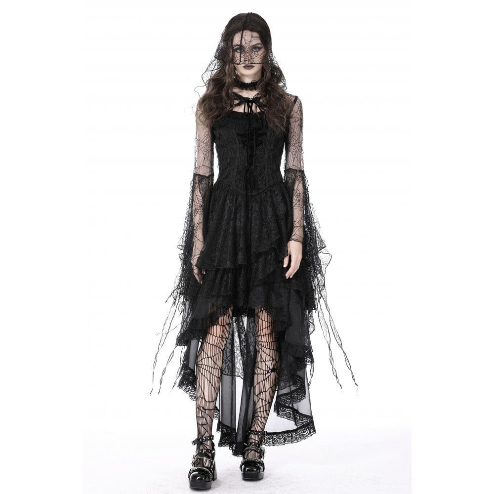Darkinlove Women's Gothic Flared Sleeved Sheer Cape with Hood