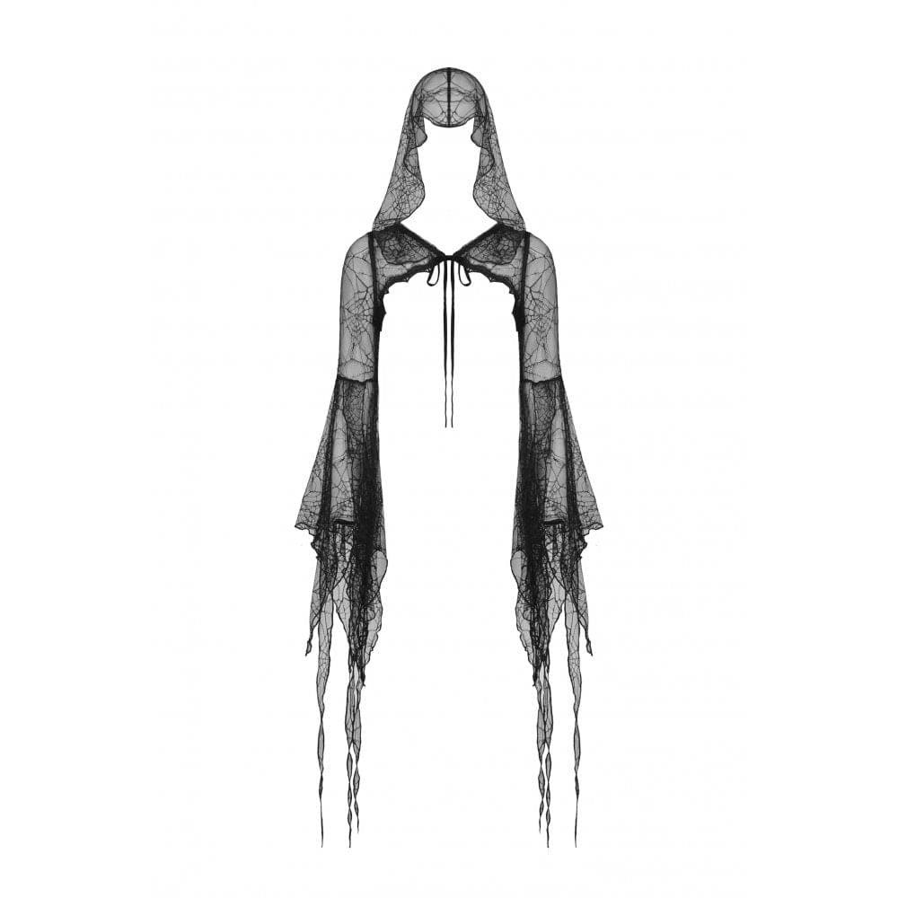 Darkinlove Women's Gothic Flared Sleeved Sheer Cape with Hood