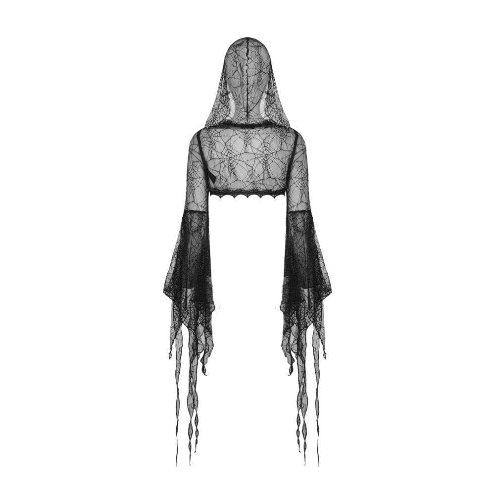 Darkinlove Women's Gothic Flared Sleeved Sheer Cape with Hood