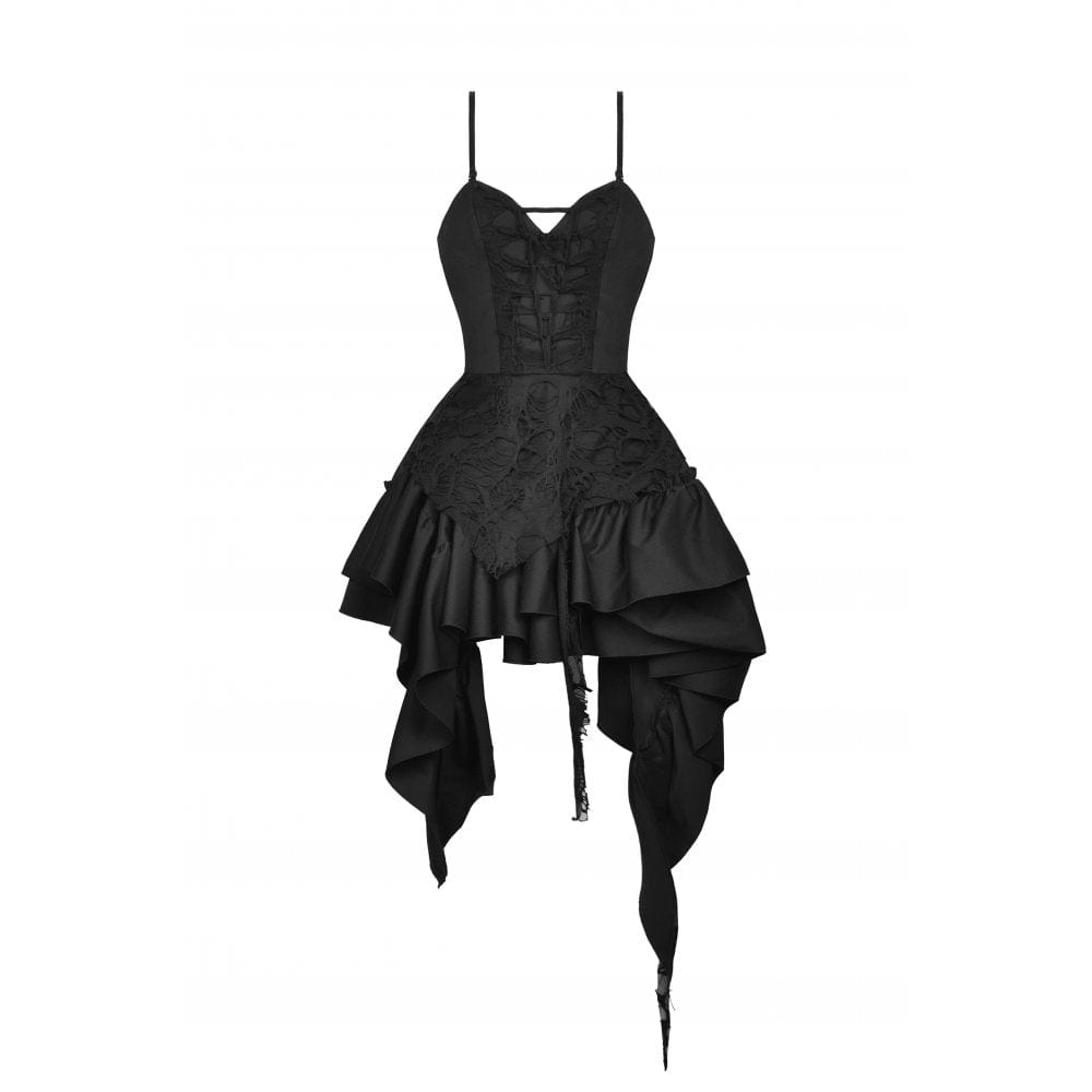 Darkinlove Women's Gothic Frilly Evening Dress