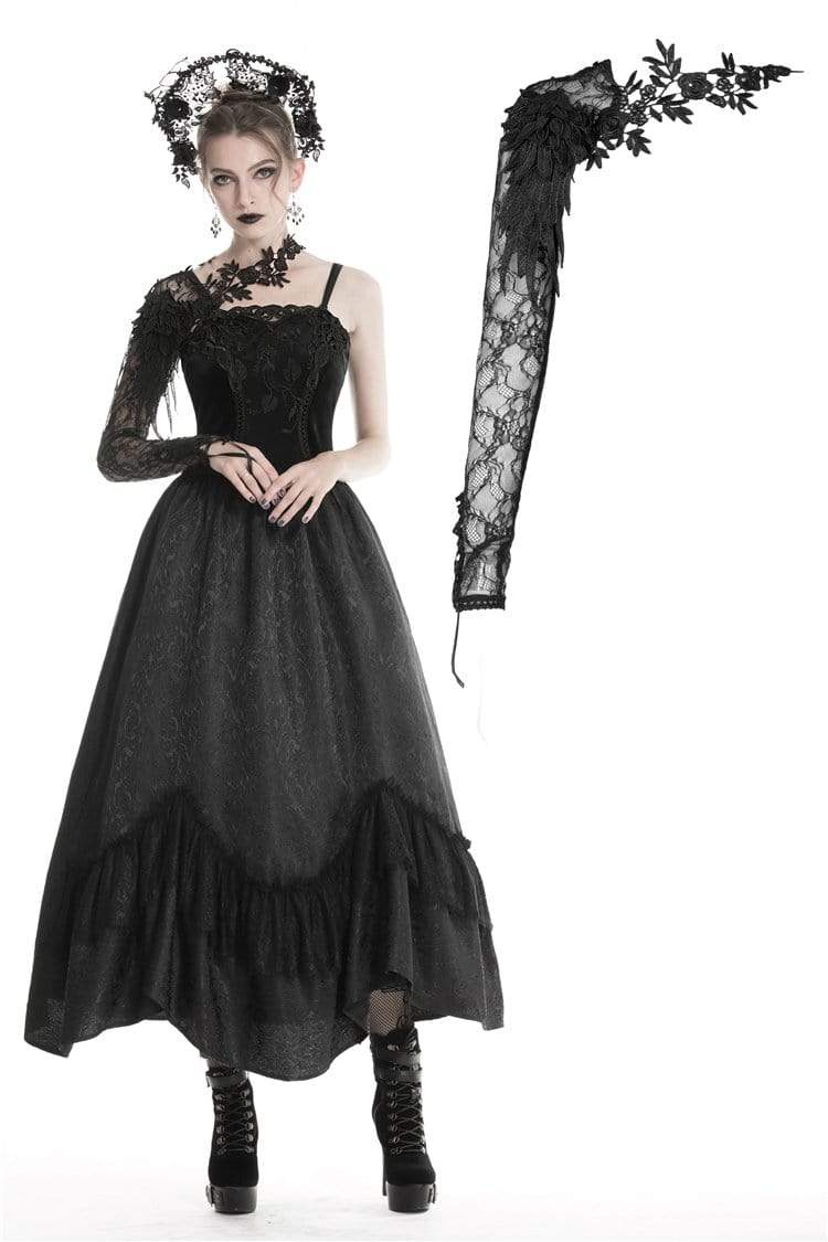 Darkinlove Women's Gothic Half Lace Sleeve With Flowers