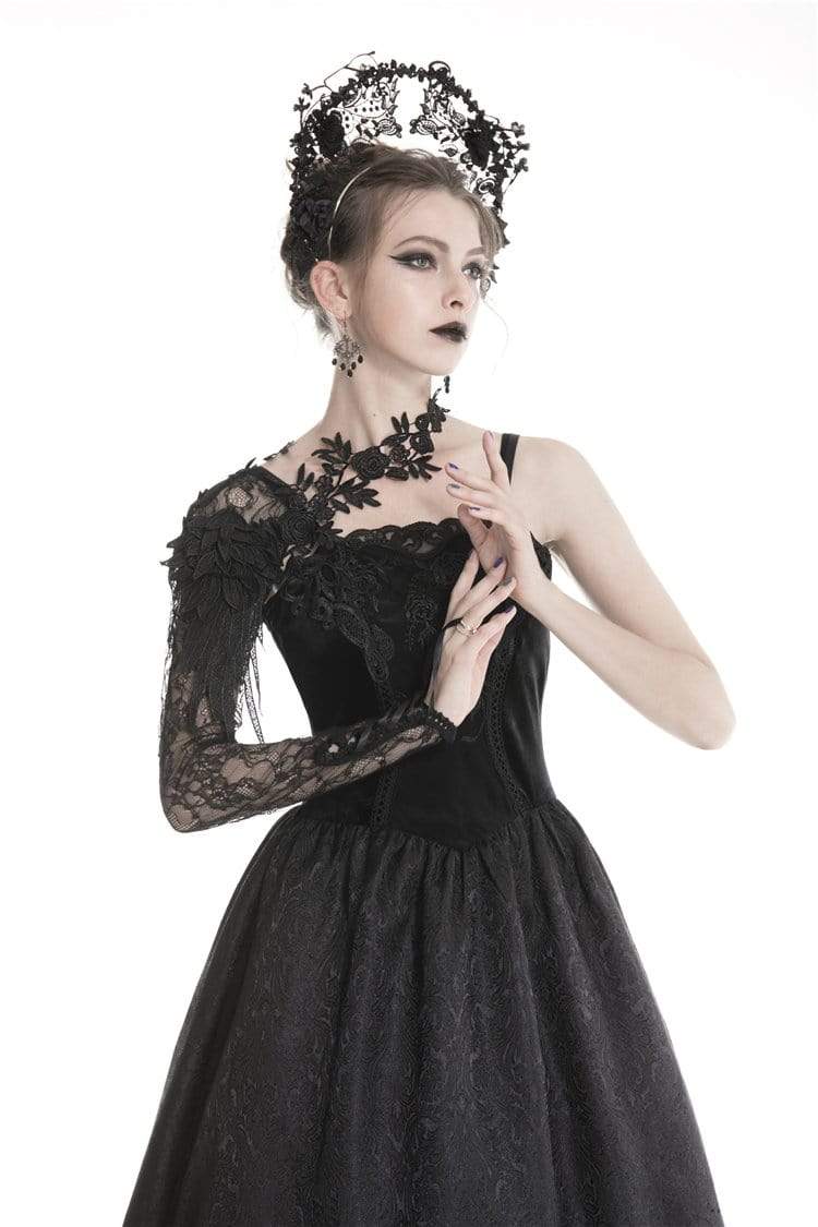 Darkinlove Women's Gothic Half Lace Sleeve With Flowers
