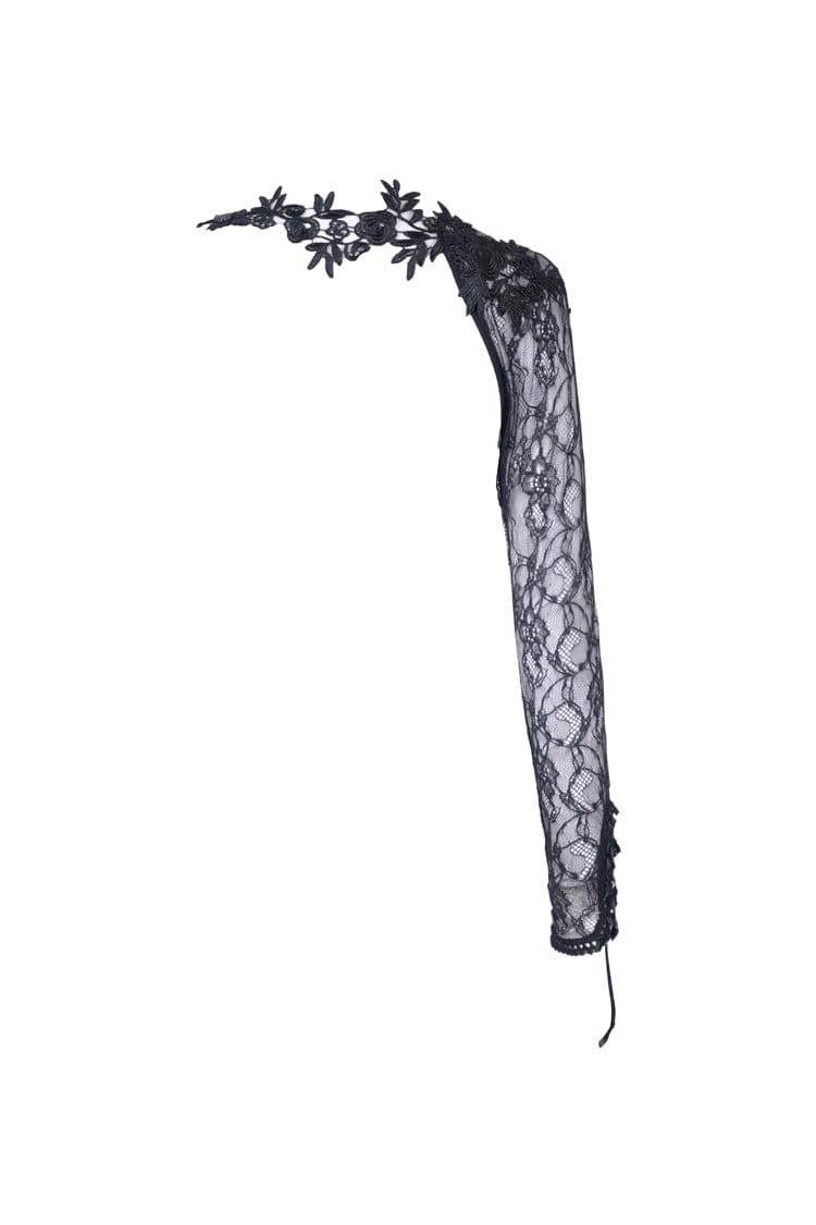 Darkinlove Women's Gothic Half Lace Sleeve With Flowers