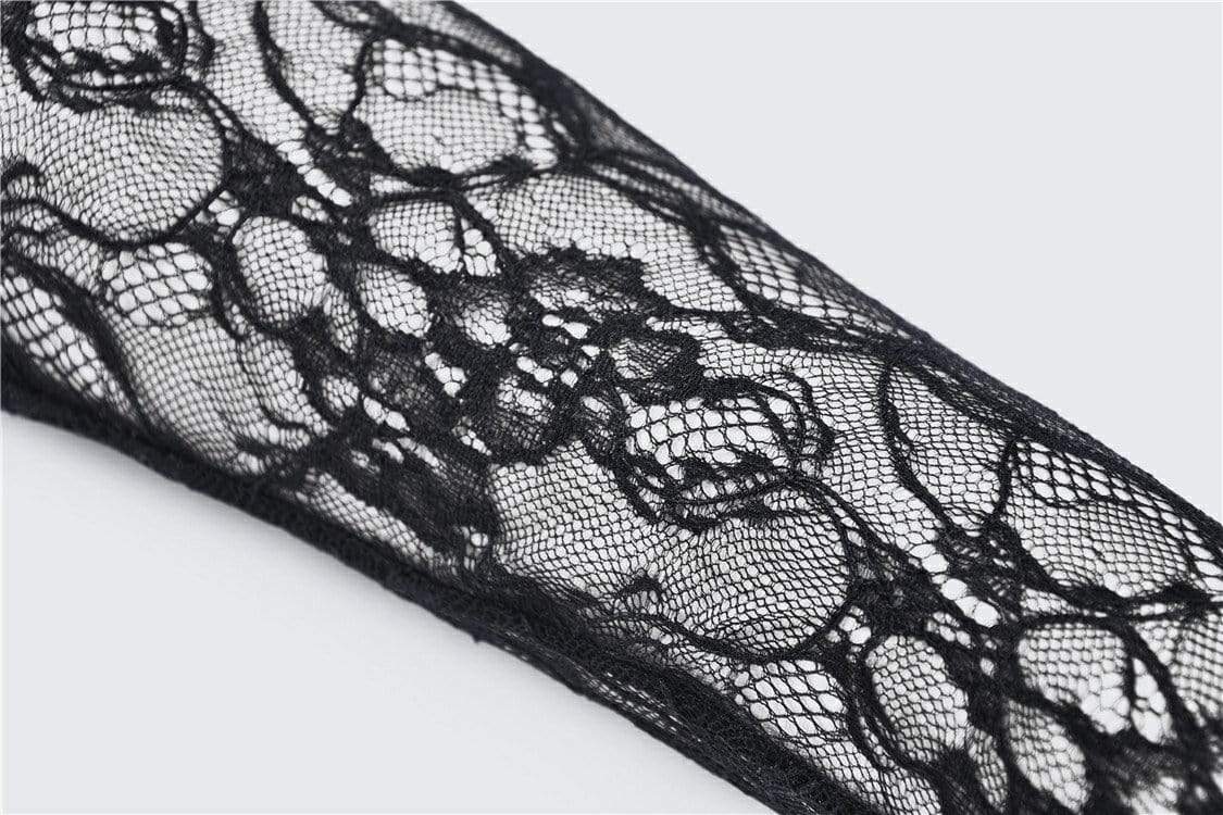 Darkinlove Women's Gothic Half Lace Sleeve With Flowers