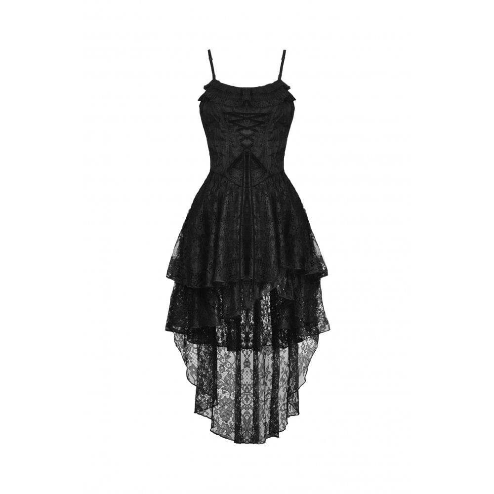 Darkinlove Women's Gothic Irregular Lace Layered Slip Dress
