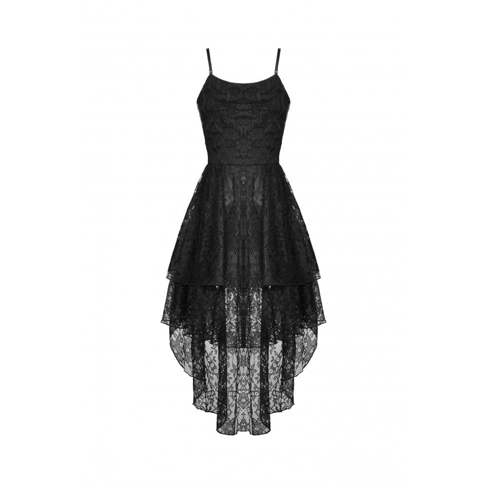 Darkinlove Women's Gothic Irregular Lace Layered Slip Dress