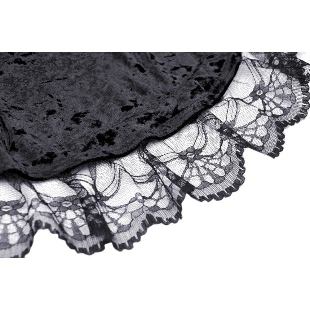 Darkinlove Women's Gothic Irregular Lace Layered Velvet Dress