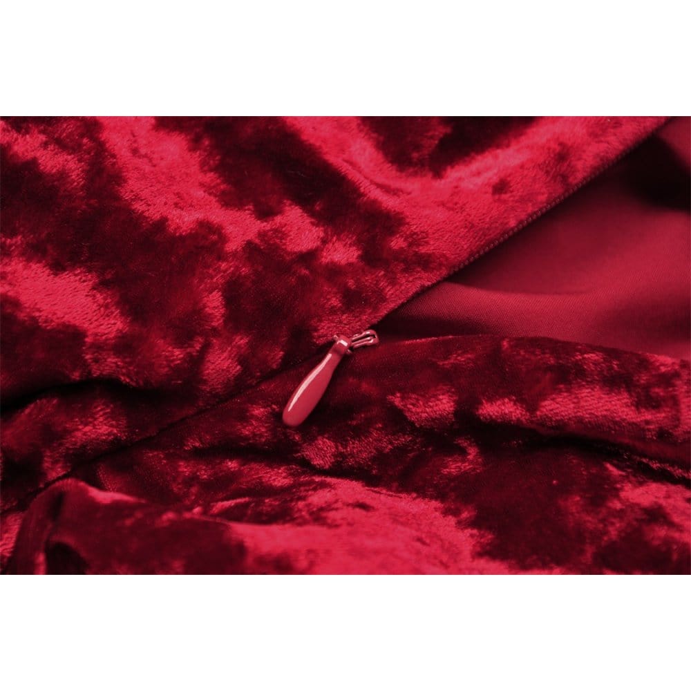 Darkinlove Women's Gothic Lace Splice Velvet Slip Dress