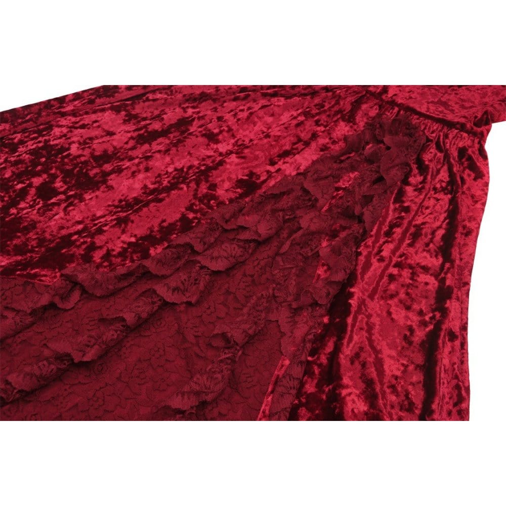 Darkinlove Women's Gothic Lace Splice Velvet Slip Dress