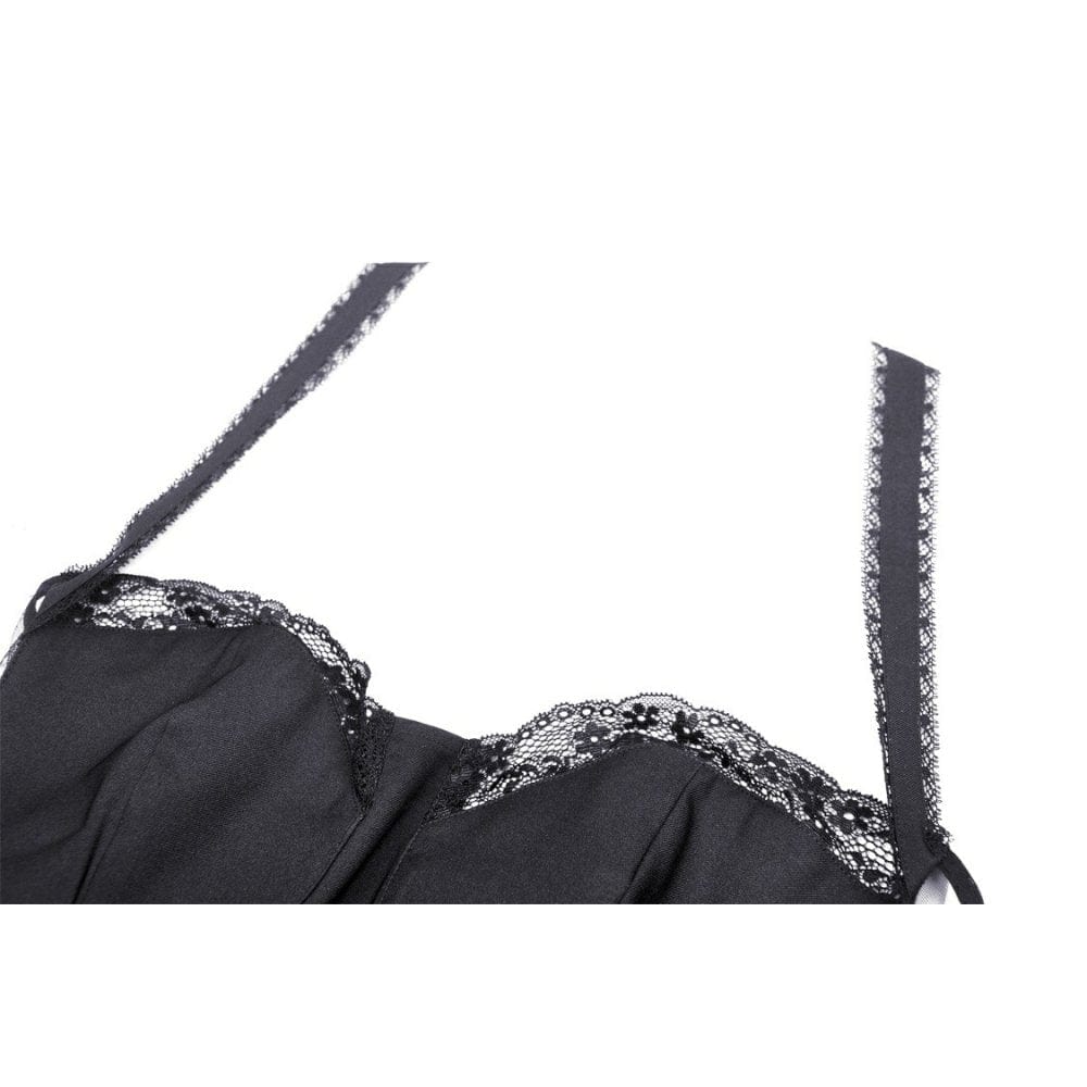 Darkinlove Women's Gothic Layered Swallowtail Halterneck Dress