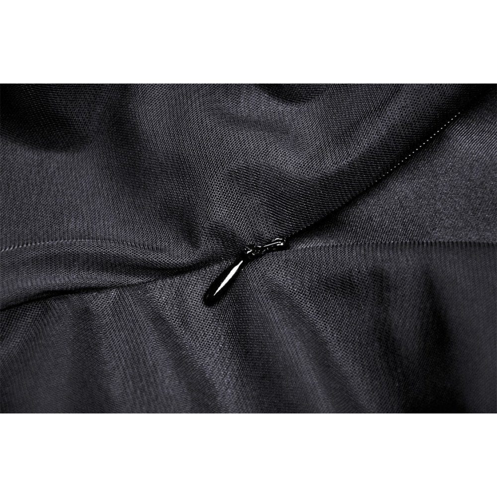 Darkinlove Women's Gothic Layered Swallowtail Halterneck Dress