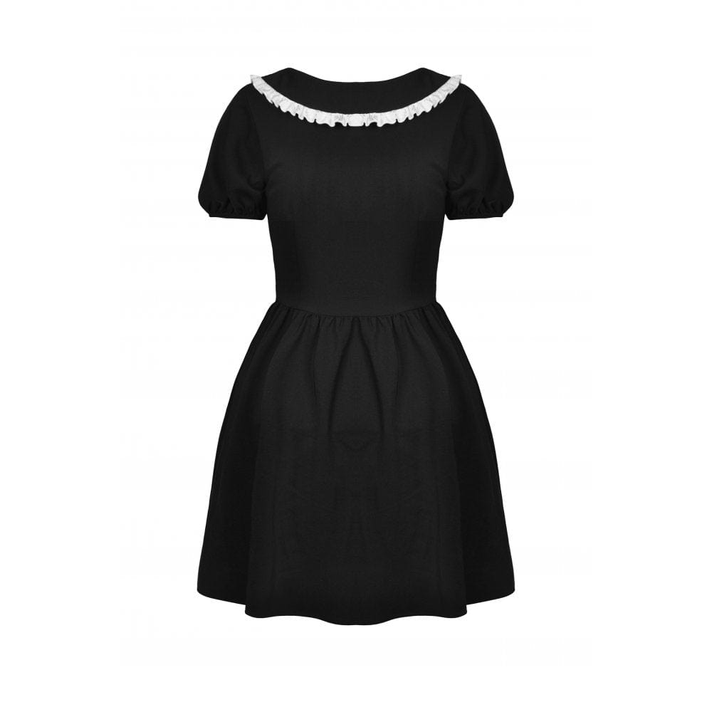 Darkinlove Women's Gothic Lolita Peter Pan Collar Floral Shirt Dress