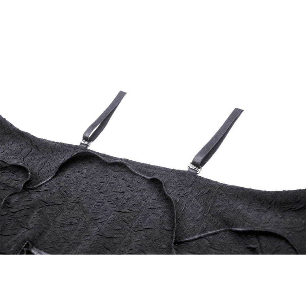 Darkinlove Women's Gothic Off Shoulder Flared Sleeved Crop Top