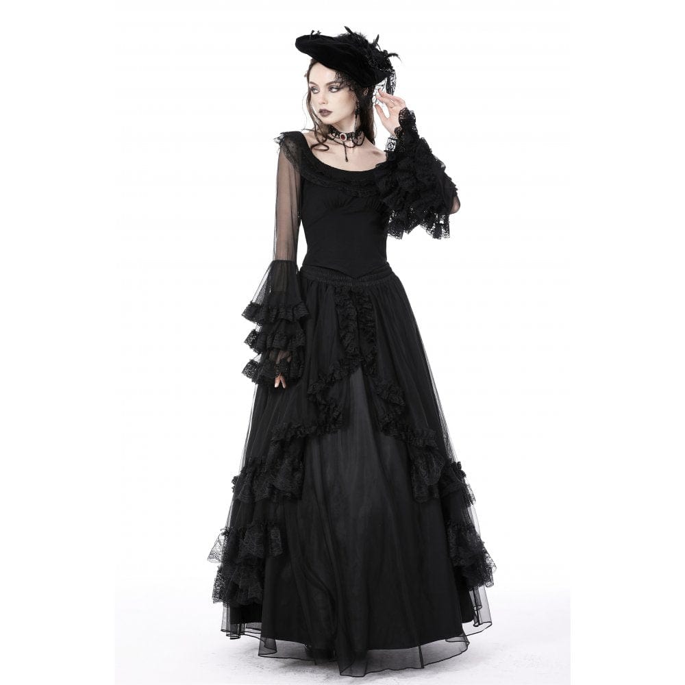 Darkinlove Women's Gothic Ruffled Layered Skirt