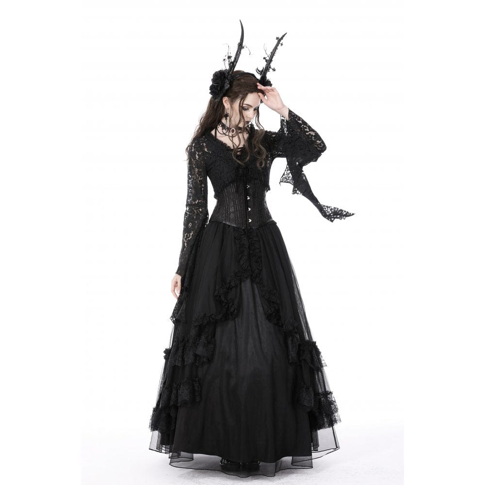 Darkinlove Women's Gothic Ruffled Layered Skirt