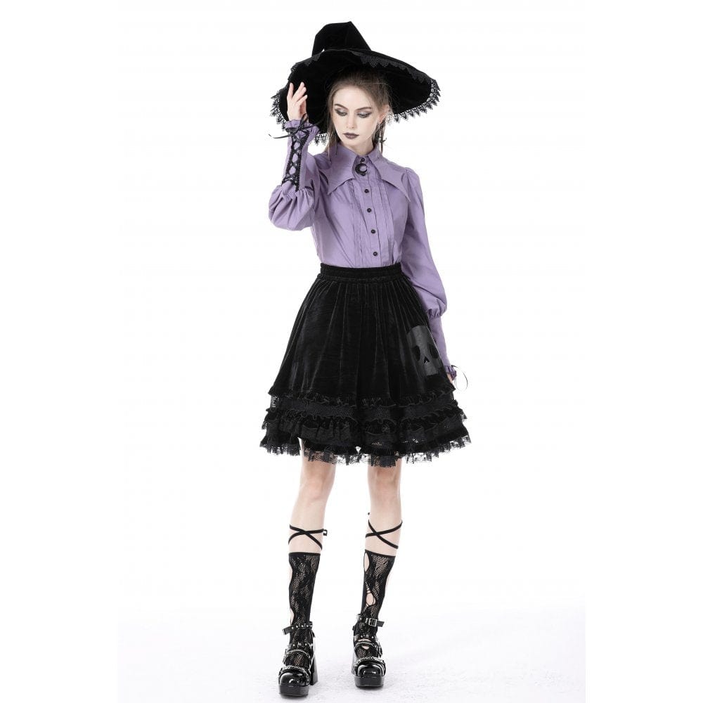 Darkinlove Women's Gothic Star Collar Puff Sleeved Shirt